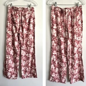 Old Navy Tie Dye High Waist Wide Straight Leg Linen Blend Beachy Summer Pants